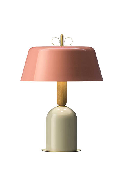 Bon Ton Pembe Natural Gold Pirinç Abajur