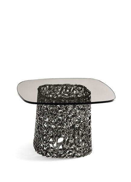 Macrame Füme Cam Yan Sehpa
