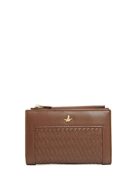 Brown Knitted Women's Leather Wallet