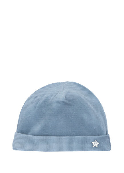 Mavi Pamuklu Fitilli Şönil Erkek Bebek Bere