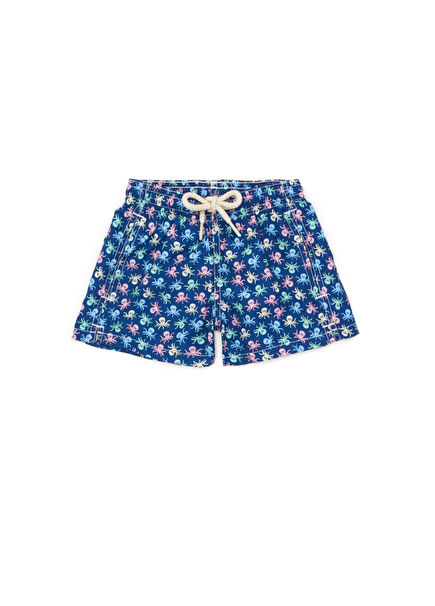 Blue Patterned Boys' Swimsuit