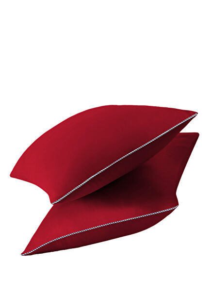 Navy Piped Red Pillowcase 50x70 cm
