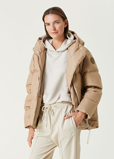 Garnet Beige Hooded Puffer Coat