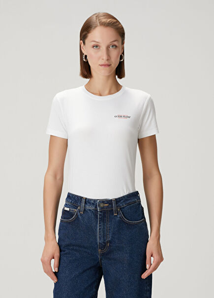 Slim Fit White Logo T-Shirt