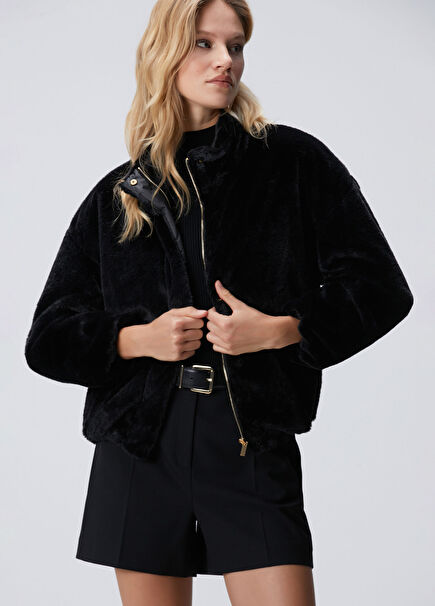 Black Faux Fur Coat