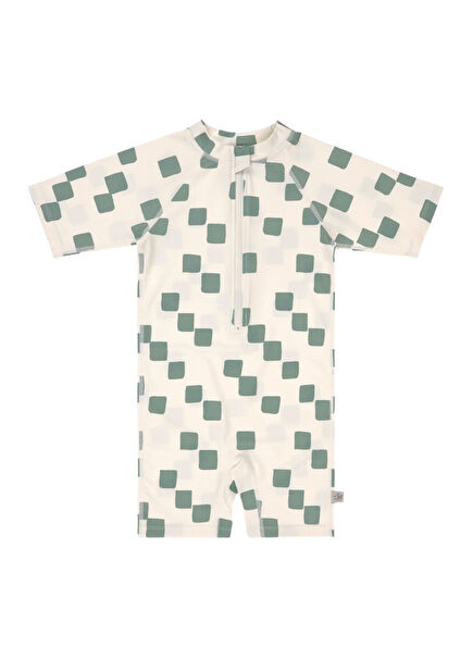 Checkerboard Sea Salt Green UV Protection Baby Boy Swimsuit