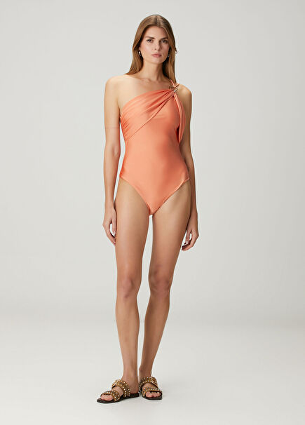 Salmon metal accessory swimsuit