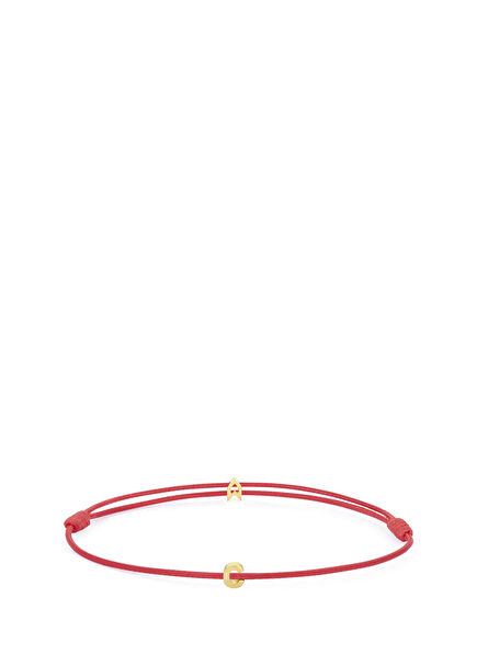 Luck Red Rope C Letter 925 Sterling Silver 18K Gold Plated Women's Bracelet