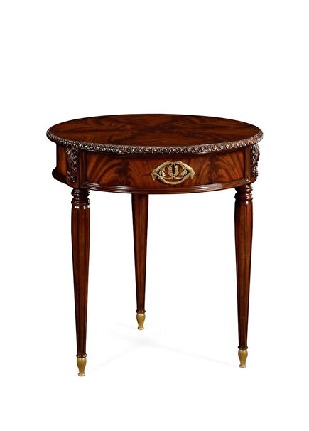 Buckingham Kahverengi Maun Ağacı Yuvarlak Yan Sehpa