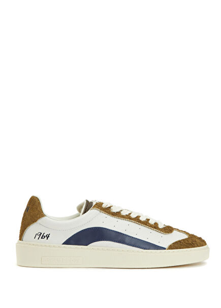 Haki Beyaz Erkek Deri Sneaker