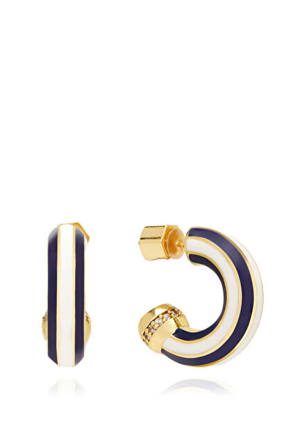 Navy Blue Enamel Women's Hoop Earrings