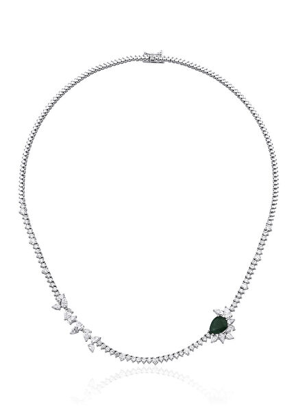 Midori Zümrüt Ve Pırlantalı 14 Ayar Altın Kadın Kolye