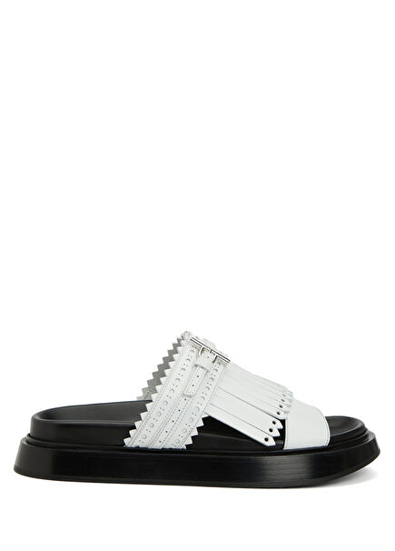 White Women's Leather Slippers