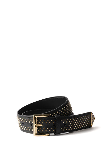 Women's Belt with Black Leather Staples