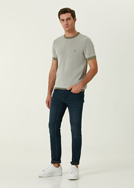 Slim Fit Lacivert Örme Jean Pantolon