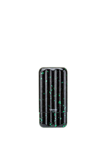 Black-Green 60Ring Carbon Fiber 3-Pack Cigar Case