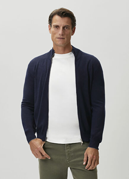Blue Cashmere Knit Cardigan