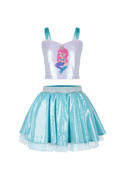 Mermaid Sequin Short Kız Çocuk Kostüm