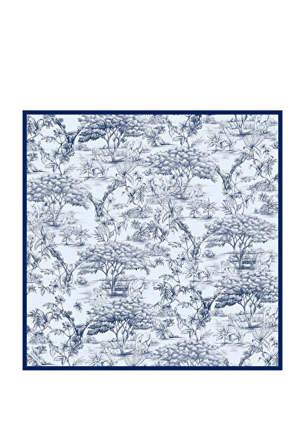 Sketch Patterned Twill Silk Women's Scarf