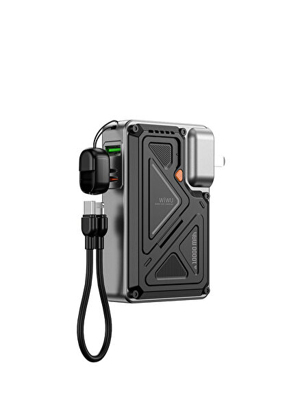 Wi-P057 Knight Serisi 35W 10000mAh Wireless Type-C ve Lightning Kablolu PD Powerbank