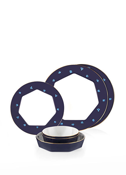 Mislina Kobalt 6 Kişilik 24 Parça Bone Yemek Takımı