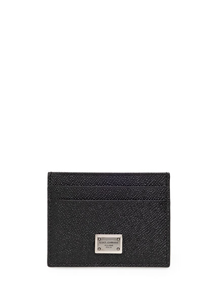 Black Textured Men's Leather Card Holder