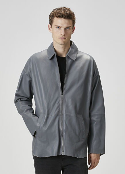 Mart Light Grey Leather Jacket