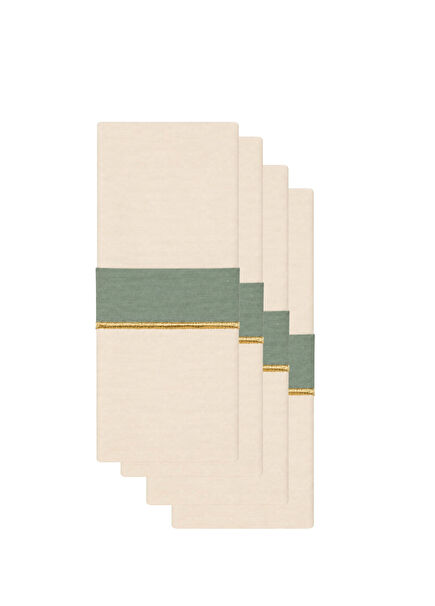 Soft Mint Nile Green Border and Gold Detailed 4-Piece Cutlery and Spoon Pouch Set