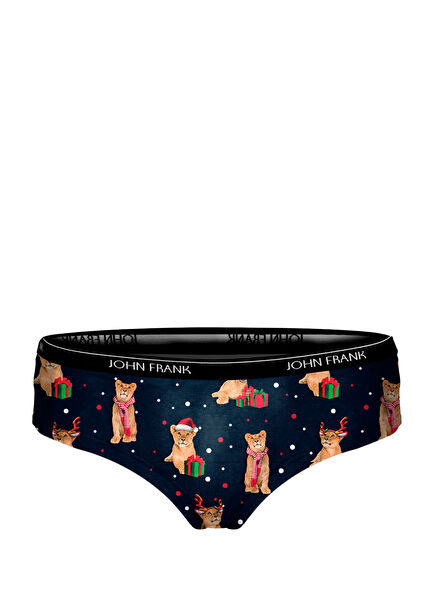 Lacivert Digital Figür Desenli Kadın Külot