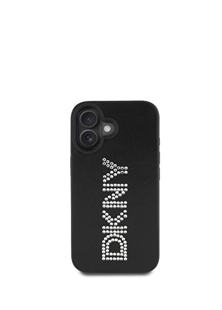 Rhinestones  iPhone 16 Metalik Taşlı PU Deri Telefon Kılıfı