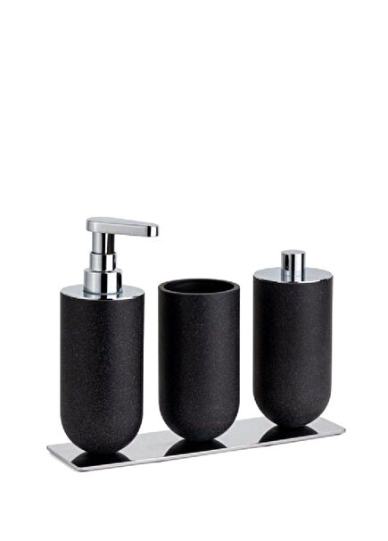 Siyah Krom 3lü Banyo Seti