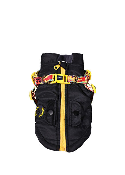 Black Chest Leash Dog Raincoat