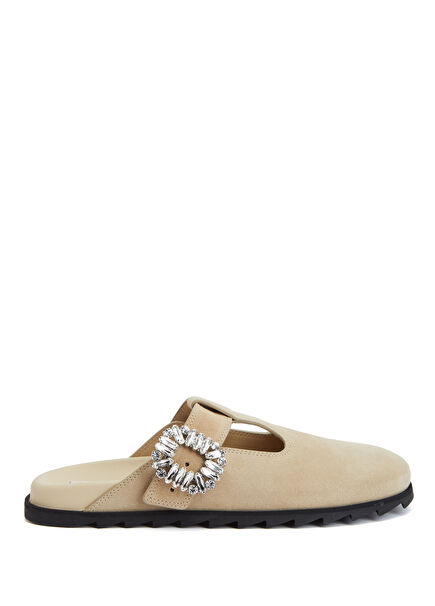 Beige Women's Suede Slippers
