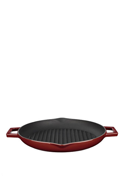 Lava Cast Iron Round Grill Pan Cast Iron Solid Double Handle Diameter (Ø)26cm.-Burgundy