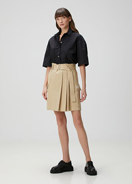 Beige Mini Cargo Skirt