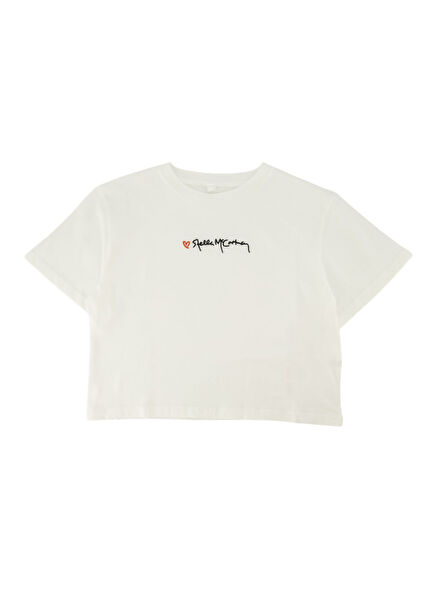 Bej Logo Nakışlı Kız Çocuk T-shirt