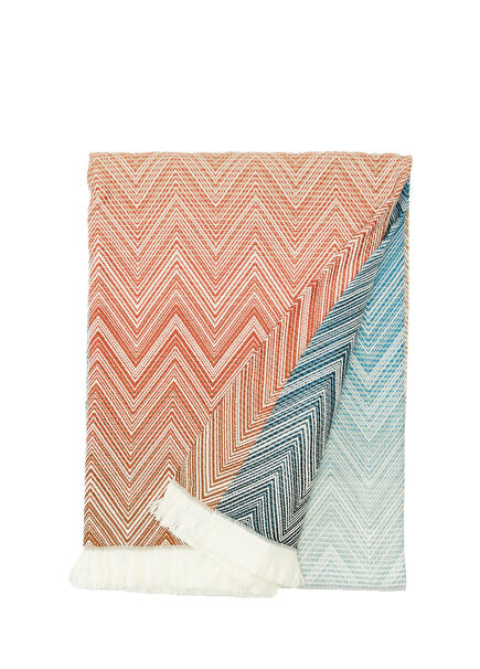 Ciro Açık Mavi Beyaz Yün Throw