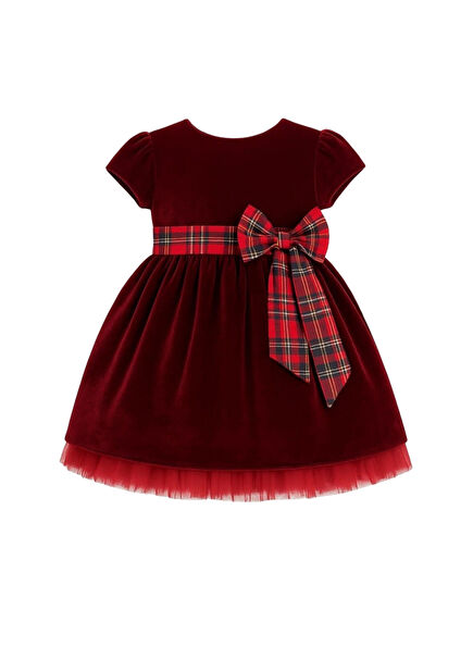 Velvet Merry Bordo Kız Çocuk Elbise
