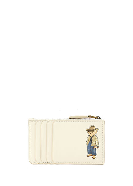 Cream Womens Leather Card Holder
