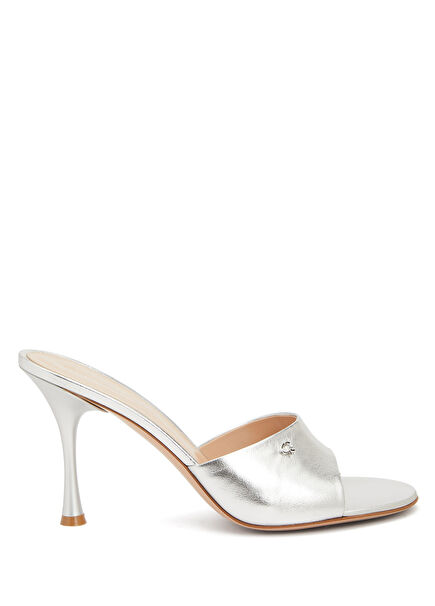 Silver Women's Leather Slippers