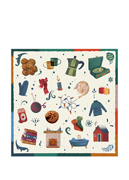 Hygge Warm Colorful Printed Wool Women's Shawl