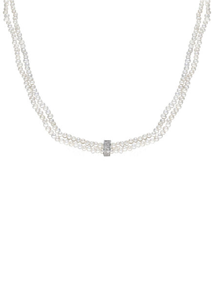 Alice Pearl Embellished 925 Sterling Silver Women's Necklace