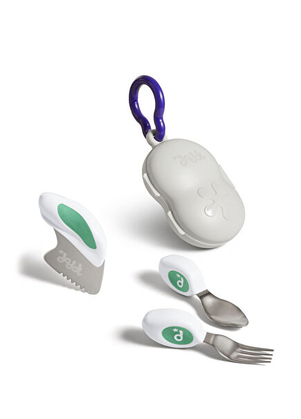 BLW Aquamarine Supportive Fork Spoon Knife Set and Carry Storage Box