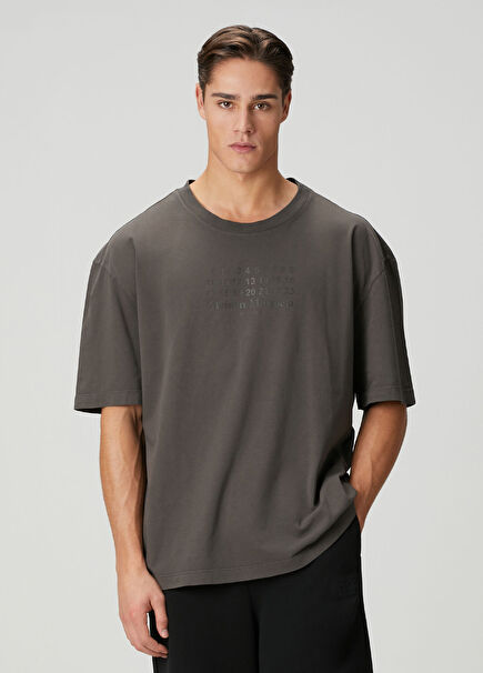 Antrasit Logo Baskılı T-shirt