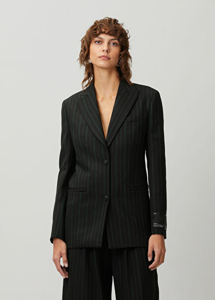 Siyah Çizgili Blazer
