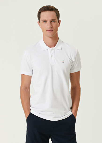 Slim Fit Beyaz Polo Yaka T-shirt