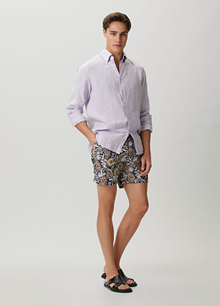 Regular Fit Arthus Şal Desenli Mayo