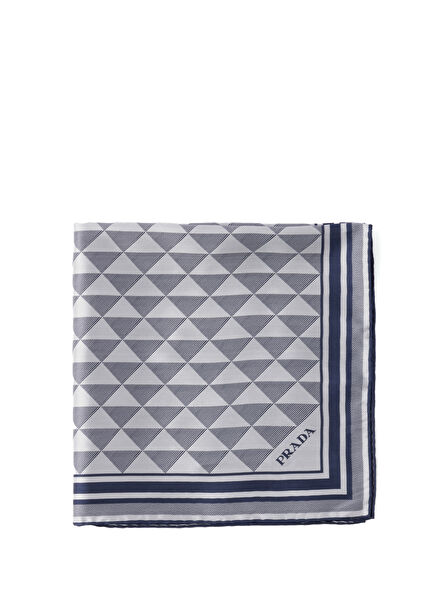 Mavi Desenli İpek Kadın Fular