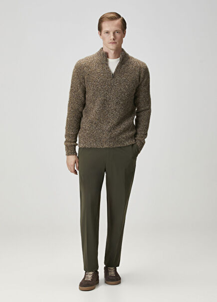 Koyu Yeşil Beli Kordonlu Pantolon