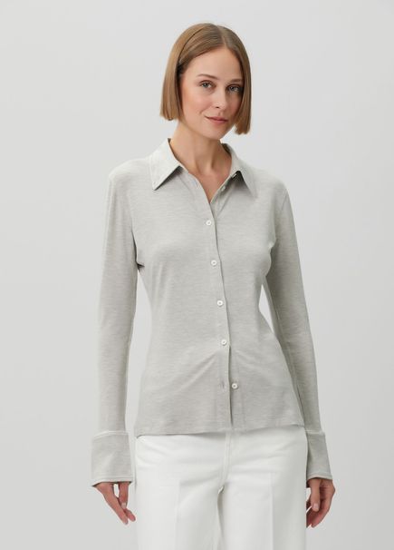 Fitted Light Grey Jersey Shirt